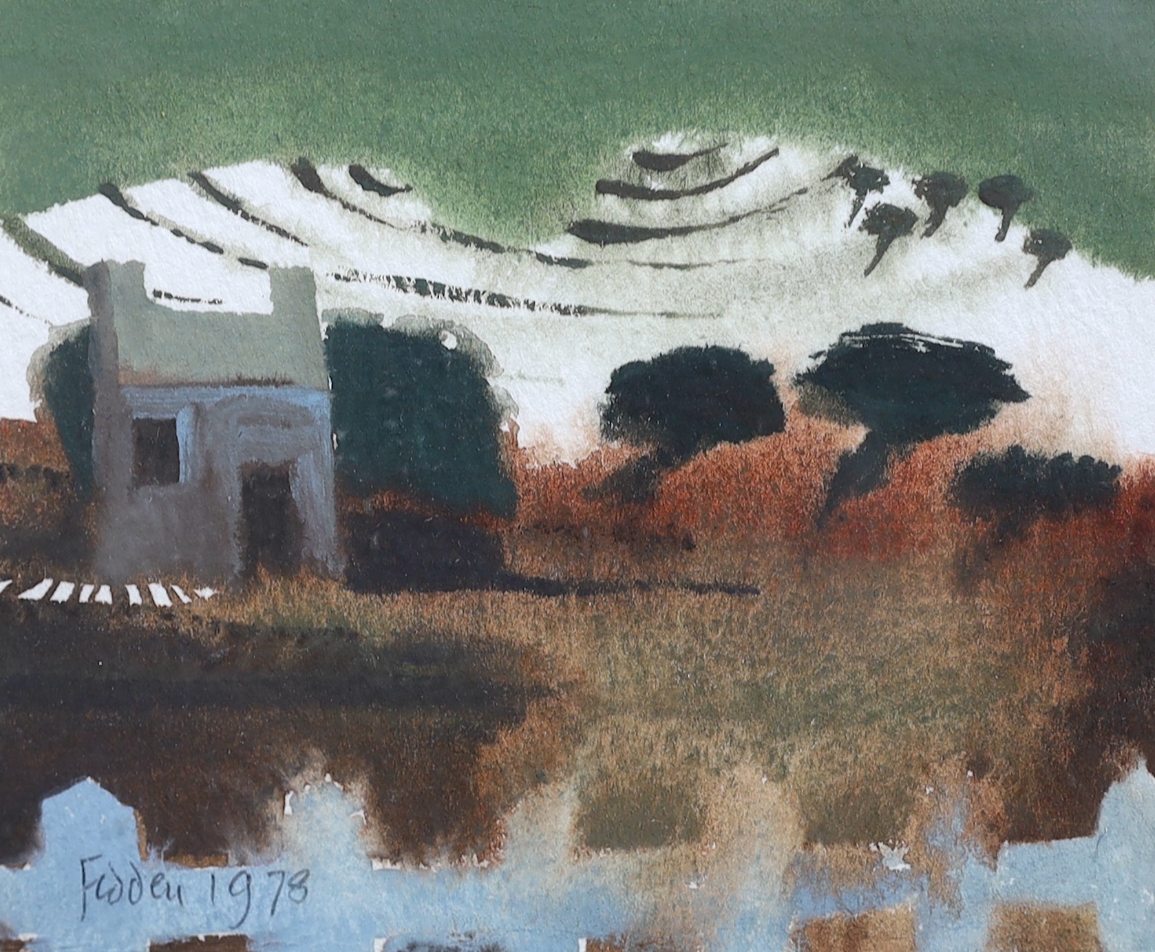 Mary Fedden OBE R.A. PPRWA (1915-2012), 'Little House', watercolour, 9 x 10.5cm